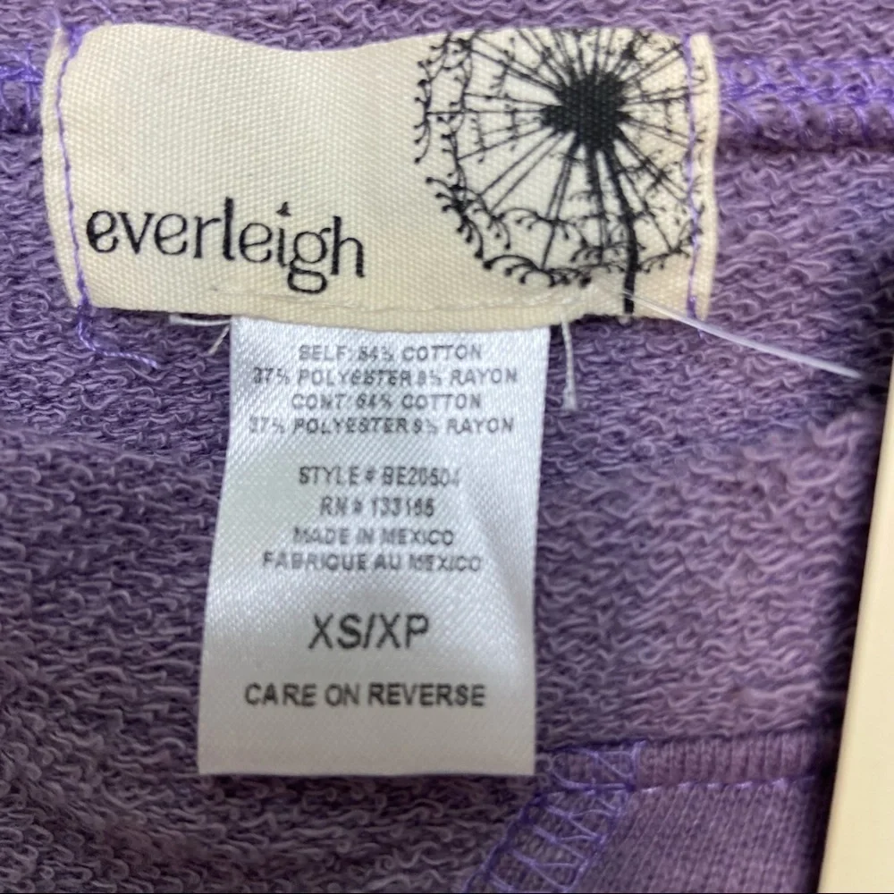 Everleigh Lavender Terry Cloth Crew Sweatshirt. Size XSmall. New With Tags.
